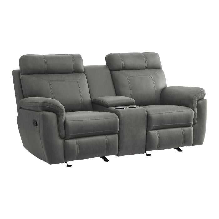 Clifton Glider Reclining Loveseat with Center Console — Pewter Manual
