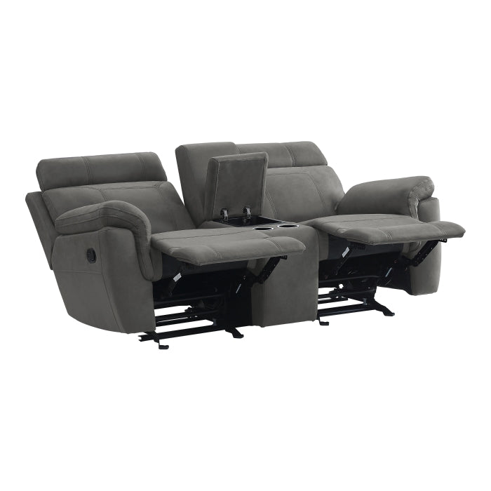 Clifton Glider Reclining Loveseat with Center Console — Pewter Manual