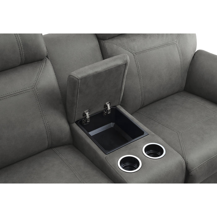 Clifton Glider Reclining Loveseat with Center Console — Pewter Manual