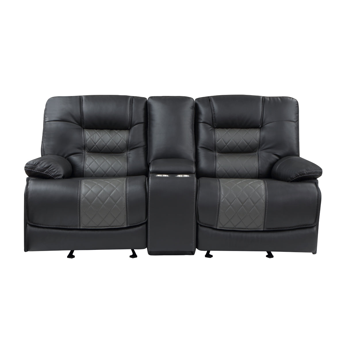 Double Glider Reclining Love Seat with Center Console, Receptacles and USB Ports - Fabian - HD product view