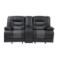 Double Glider Reclining Love Seat with Center Console, Receptacles and USB Ports - Fabian - front product view