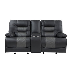 Double Glider Reclining Love Seat with Center Console, Receptacles and USB Ports - Fabian - front product view