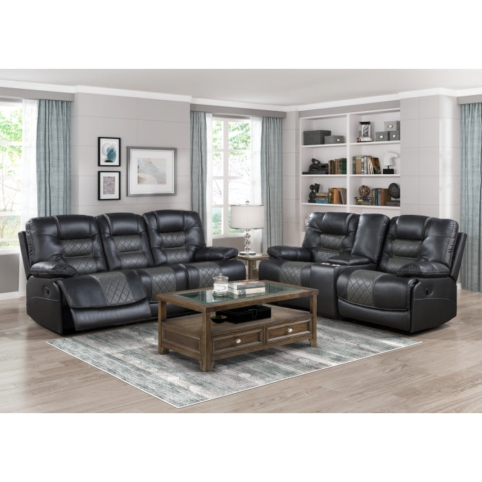 Fabian Double Reclining Sofa with Center Drop-Down Cup Holders, Receptacles and USB Ports