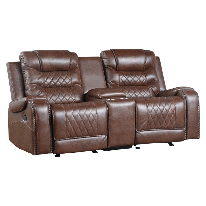 Putnam Glider Reclining Loveseat with Center Console — Brown Manual