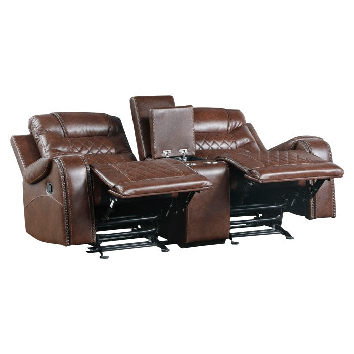 Putnam Glider Reclining Loveseat with Center Console — Brown Manual