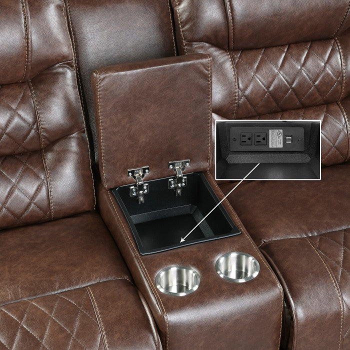 Putnam Glider Reclining Loveseat with Center Console — Brown Manual