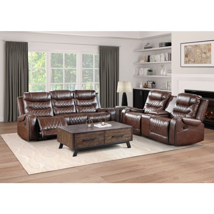 Putnam Glider Reclining Loveseat with Center Console — Brown Manual