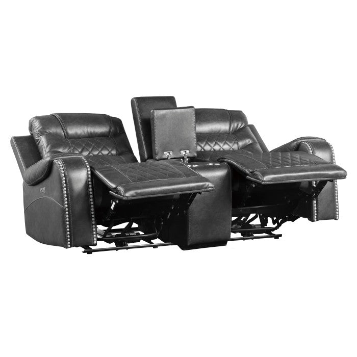 Putnam Glider Reclining Loveseat with Center Console — Gray Power