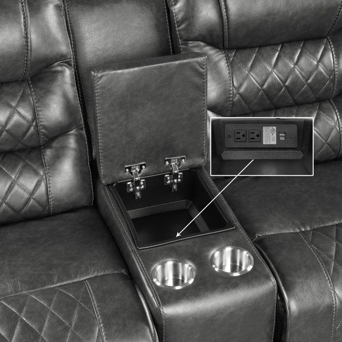 Putnam Glider Reclining Loveseat with Center Console — Gray Power