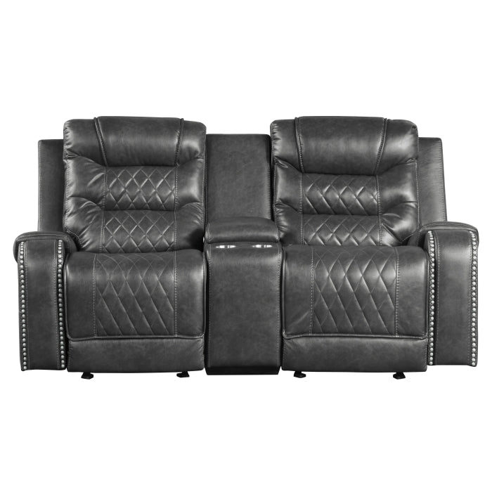 Putnam Glider Reclining Loveseat with Center Console — Gray Manual