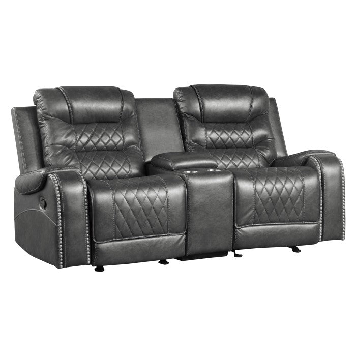 Putnam Glider Reclining Loveseat with Center Console — Gray Manual