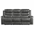 Putnam Power Double Reclining Sofa with Center Drop-Down Cup Holders, Receptacles and USB Ports (9405GY-3PW)