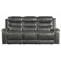 Putnam Double Reclining Sofa with Center Drop-Down Cup Holders, Receptacles and USB Ports (9405GY-3)