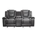 Briscoe 2-Tone (Light Gray And Dark Gray) Manual Reclining Loveseat — Briscoe Double Glider Reclining Love Seat with Center Console (9470GY-2)