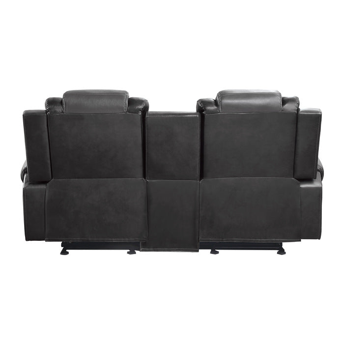 Briscoe 2-Tone (Light Gray And Dark Gray) Manual Reclining Loveseat — Briscoe Double Glider Reclining Love Seat with Center Console (9470GY-2)