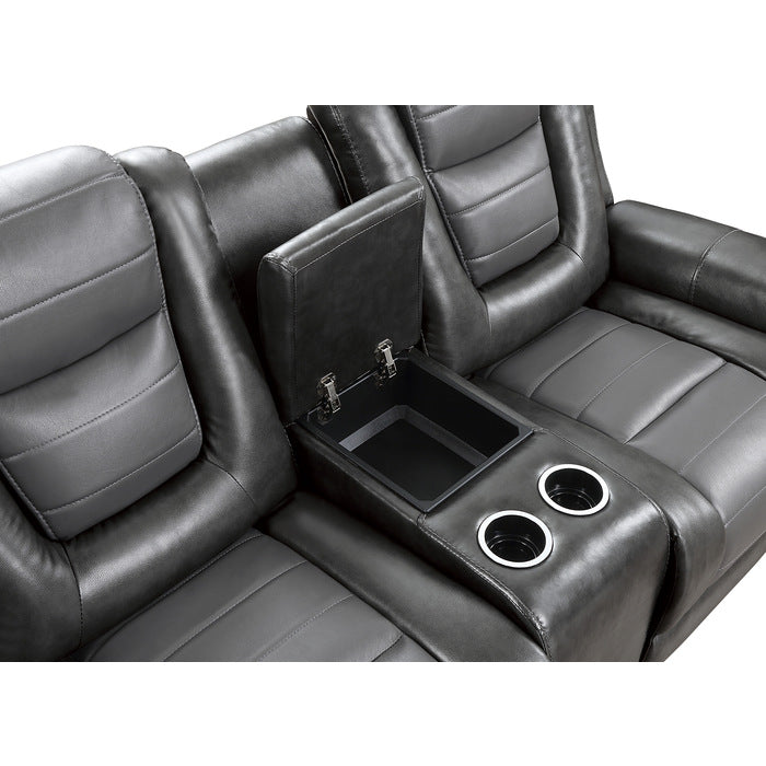 Briscoe 2-Tone (Light Gray And Dark Gray) Manual Reclining Loveseat — Briscoe Double Glider Reclining Love Seat with Center Console (9470GY-2)