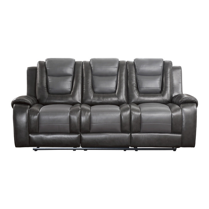 Briscoe Double Reclining Sofa with Center Drop-Down Cup Holders (9470GY-3)