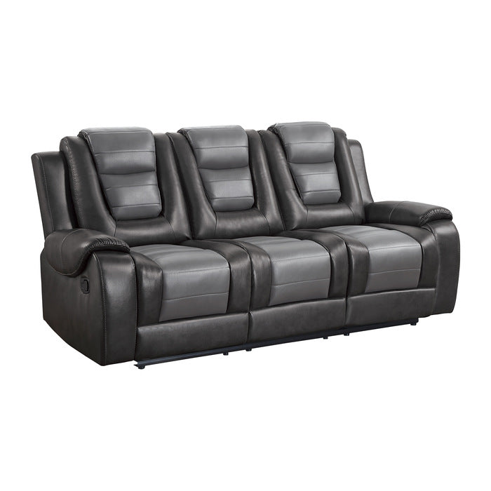 Briscoe Double Reclining Sofa with Center Drop-Down Cup Holders (9470GY-3)