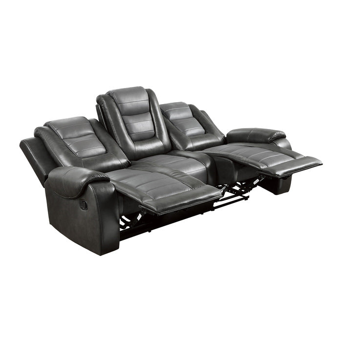 Briscoe Double Reclining Sofa with Center Drop-Down Cup Holders (9470GY-3)