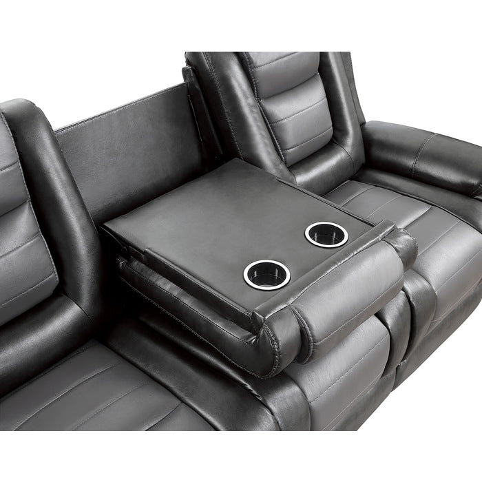 Briscoe Double Reclining Sofa with Center Drop-Down Cup Holders (9470GY-3)