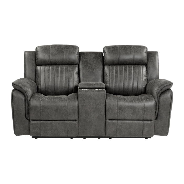 Centeroak Reclining Loveseat with Center Console — Brownish gray Manual