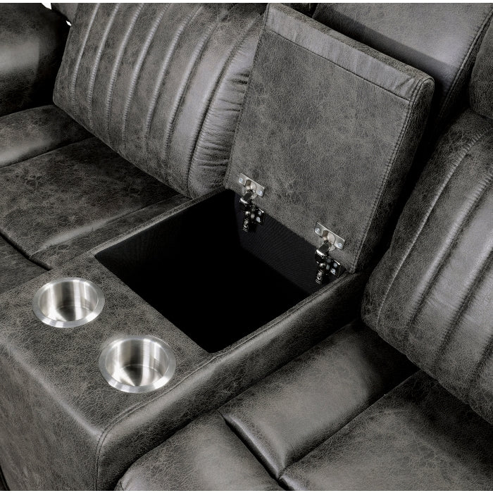 Centeroak Reclining Loveseat with Center Console — Brownish gray Manual