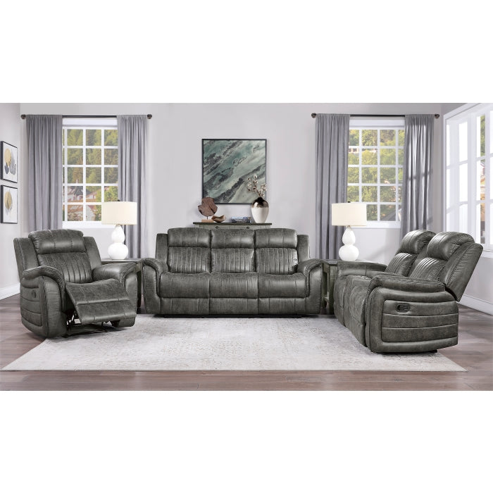 Centeroak Reclining Loveseat with Center Console — Brownish gray Manual