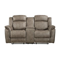 Centeroak Reclining Loveseat with Center Console — Sandy Brown Manual