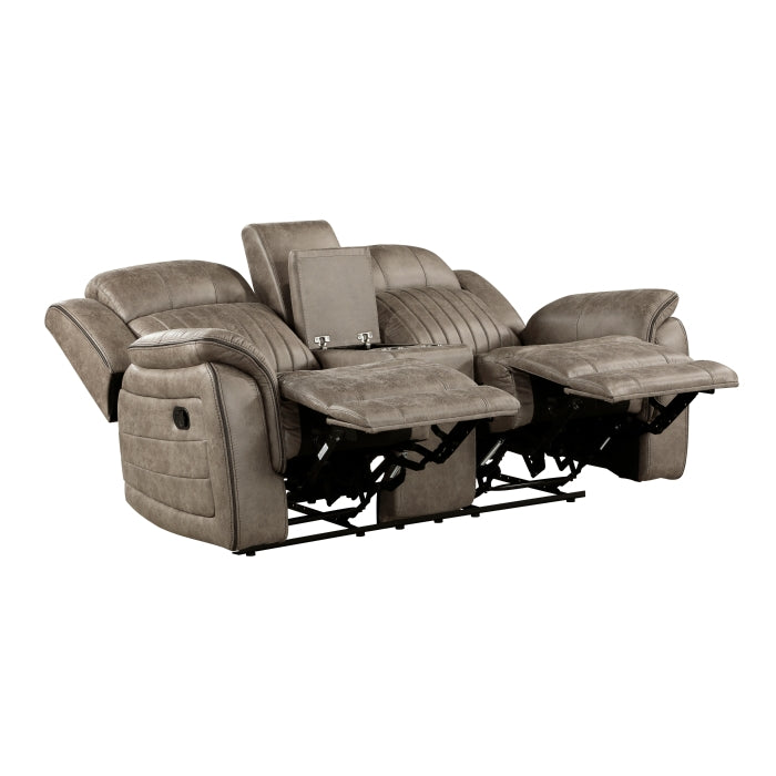 Centeroak Reclining Loveseat with Center Console — Sandy Brown Manual