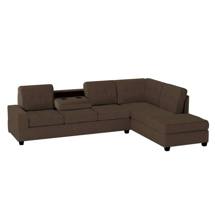 Maston 3-Piece Reversible Sectional with Drop-Down Cup Holders and Storage Ottoman (9507CHC*3OT)