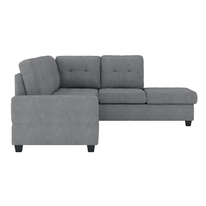 Maston 3-Piece Reversible Sectional with Drop-Down Cup Holders and Storage Ottoman (9507DGY*3OT)