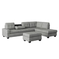 Maston 3-Piece Reversible Sectional with Drop-Down Cup Holders and Storage Ottoman (9507GRY*3OT)