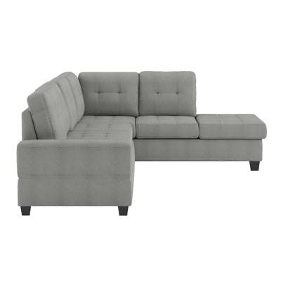 Maston 3-Piece Reversible Sectional with Drop-Down Cup Holders and Storage Ottoman (9507GRY*3OT)
