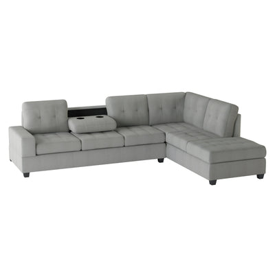 Maston 3-Piece Reversible Sectional with Drop-Down Cup Holders and Storage Ottoman (9507GRY*3OT)