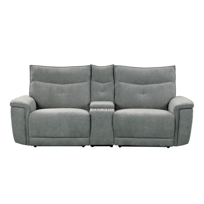Tesoro Power Reclining Loveseat with Center Console — Dark gray Power