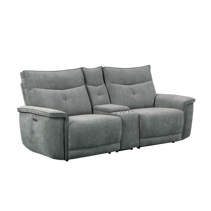 Tesoro Power Reclining Loveseat with Center Console — Dark gray Power