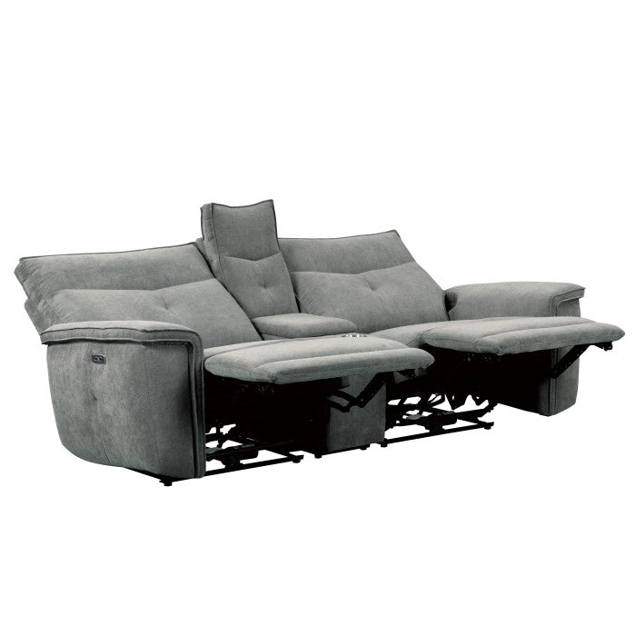 Tesoro Power Reclining Loveseat with Center Console — Dark gray Power