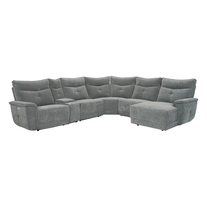 Tesoro 6-Piece Modular Power Reclining Sectional with Power Headrests, Right Chaise and USB Ports