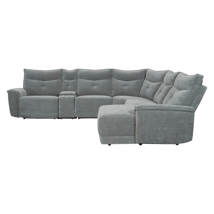Tesoro 6-Piece Modular Power Reclining Sectional with Power Headrests, Right Chaise and USB Ports