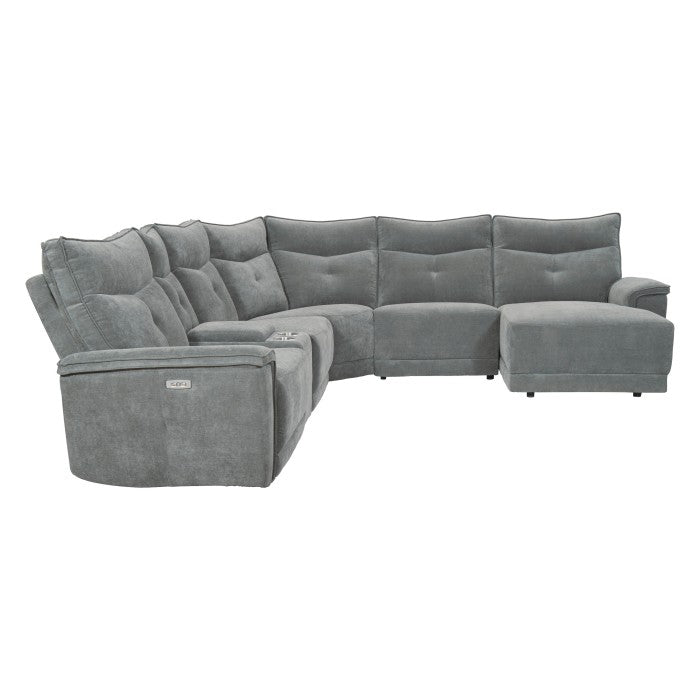 Tesoro 6-Piece Modular Power Reclining Sectional with Power Headrests, Right Chaise and USB Ports