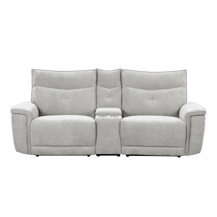 Tesoro Power Reclining Loveseat with Center Console — Mist gray Power