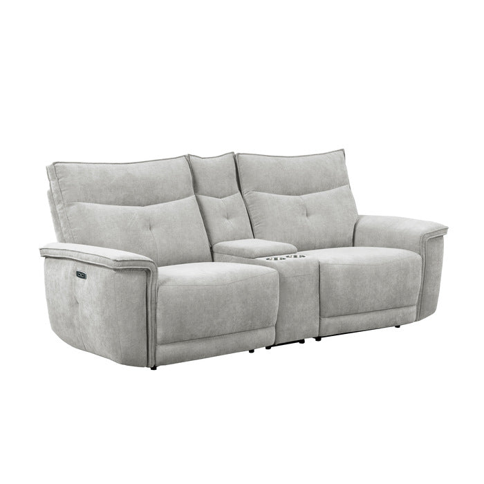 Tesoro Power Reclining Loveseat with Center Console — Mist gray Power