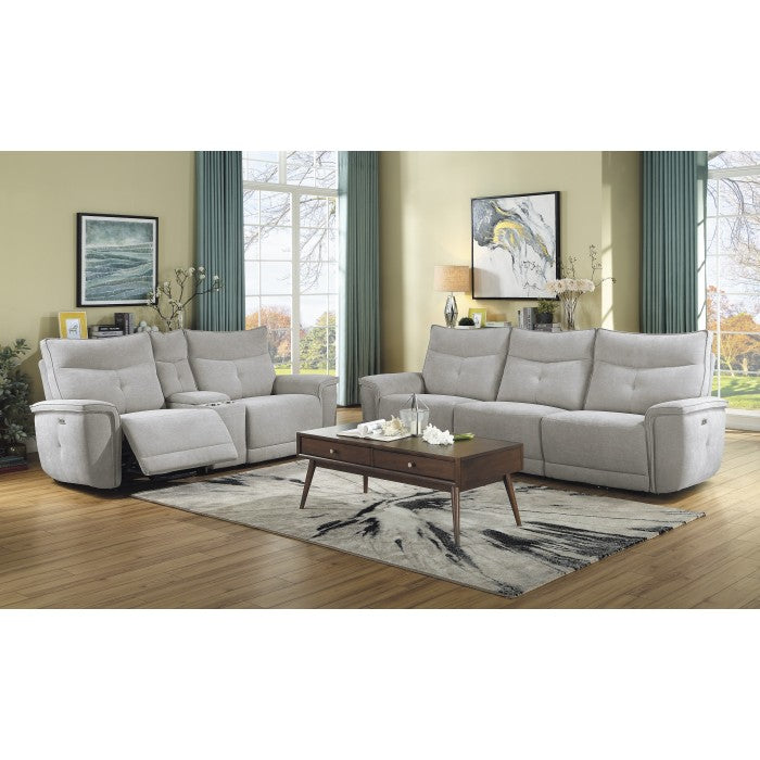 Tesoro Power Reclining Loveseat with Center Console — Mist gray Power