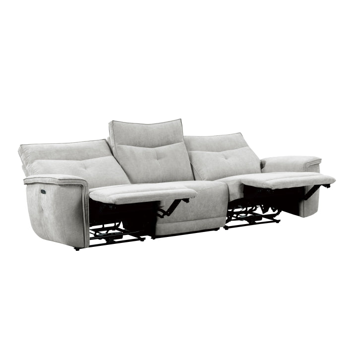 Tesoro Power Double Reclining Sofa with Power Headrests and USB Ports (9509MGY-3PWH*)