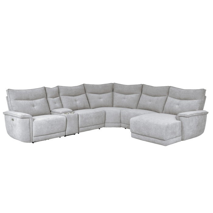 Tesoro 6-Piece Modular Power Reclining Sectional with Power Headrests, Right Chaise and USB Port