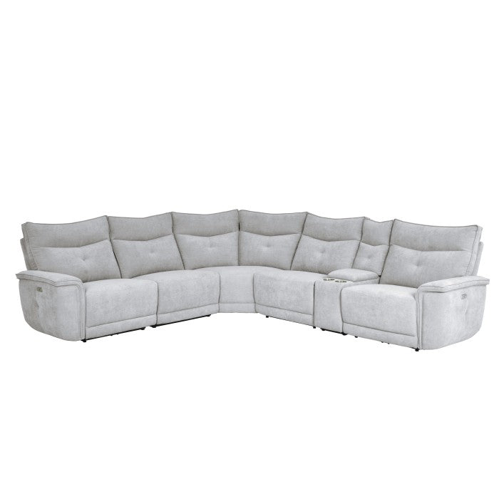 Tesoro 6-Piece Modular Power Reclining Sectional with Power Headrests and USB Ports (9509MGY*6LRRRPWH)