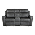Kellen Smoky Gray Manual Reclining Loveseat — Kellen Double Reclining Love Seat with Center Console