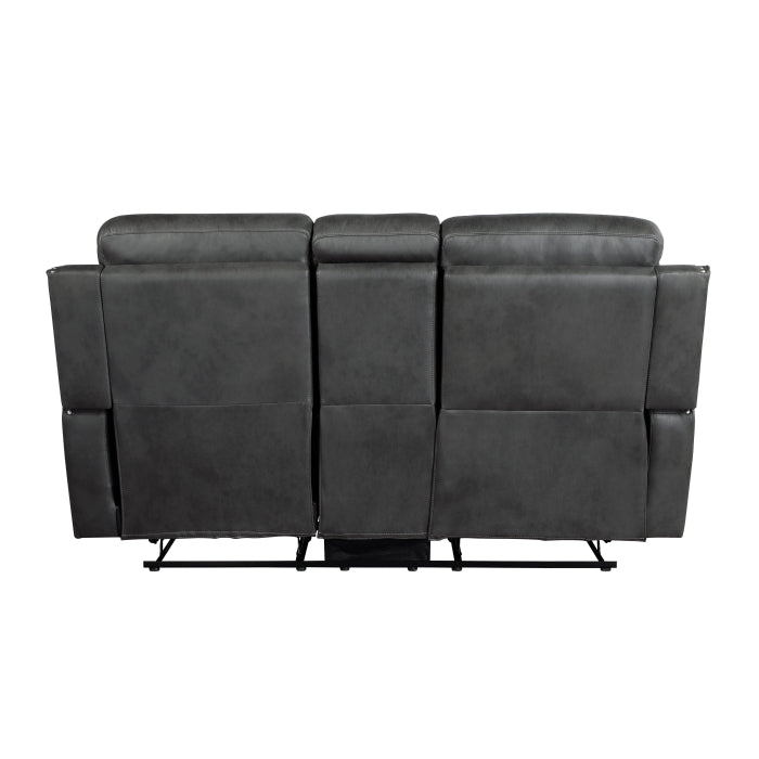 Kellen Smoky Gray Manual Reclining Loveseat — Kellen Double Reclining Love Seat with Center Console