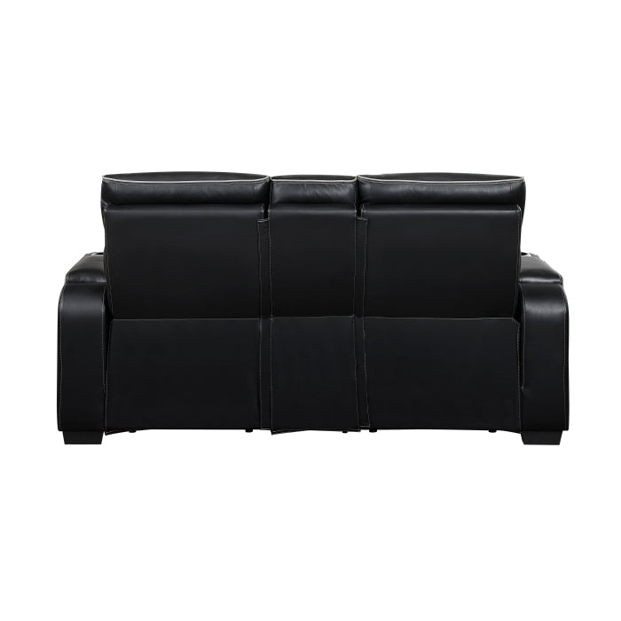 Fairway Power Reclining Loveseat with Center Console — Black Power
