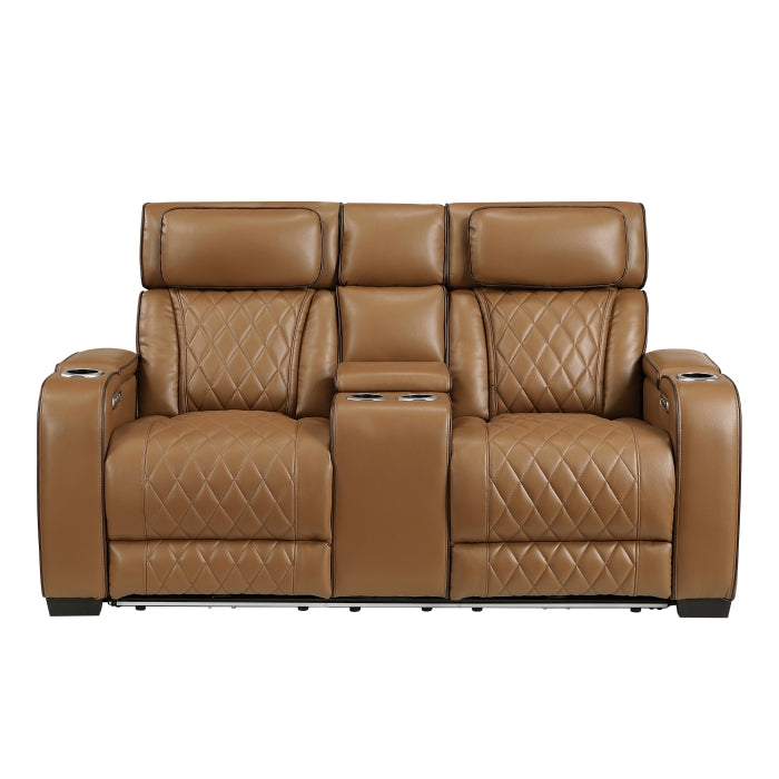Fairway Power Reclining Loveseat with Center Console — Brown Power